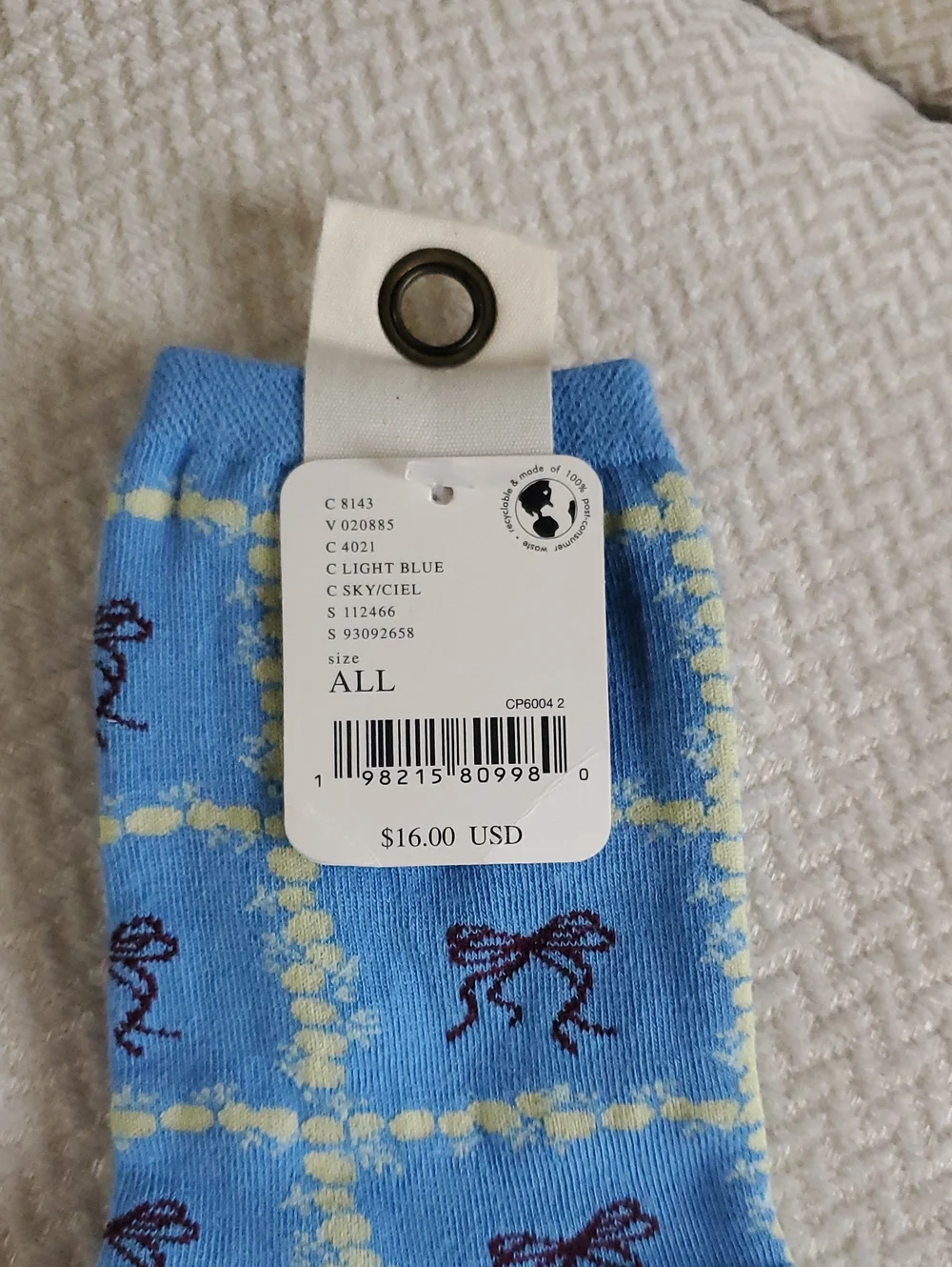 Free People Tie A Bow Ankle Socks/Light Blue
